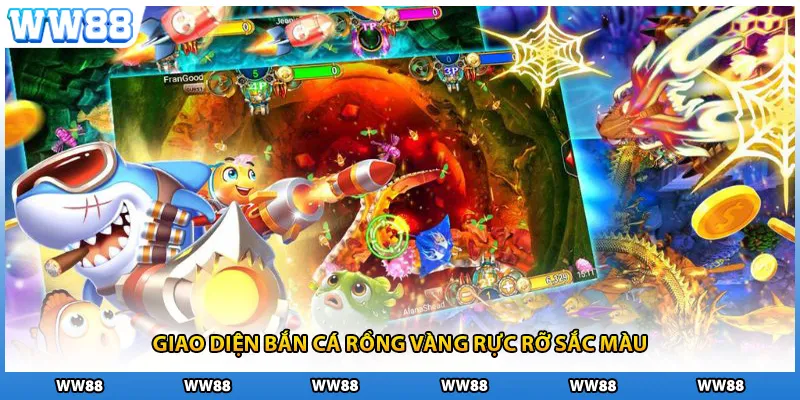 Giao diện bắn cá Rồng Vàng rực rỡ sắc màu