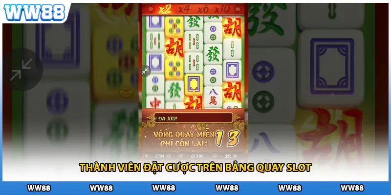 Thành viên đặt cược trên bảng quay slot